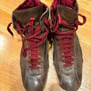 Hugo Boss Brown Leather High-Top Sneakers